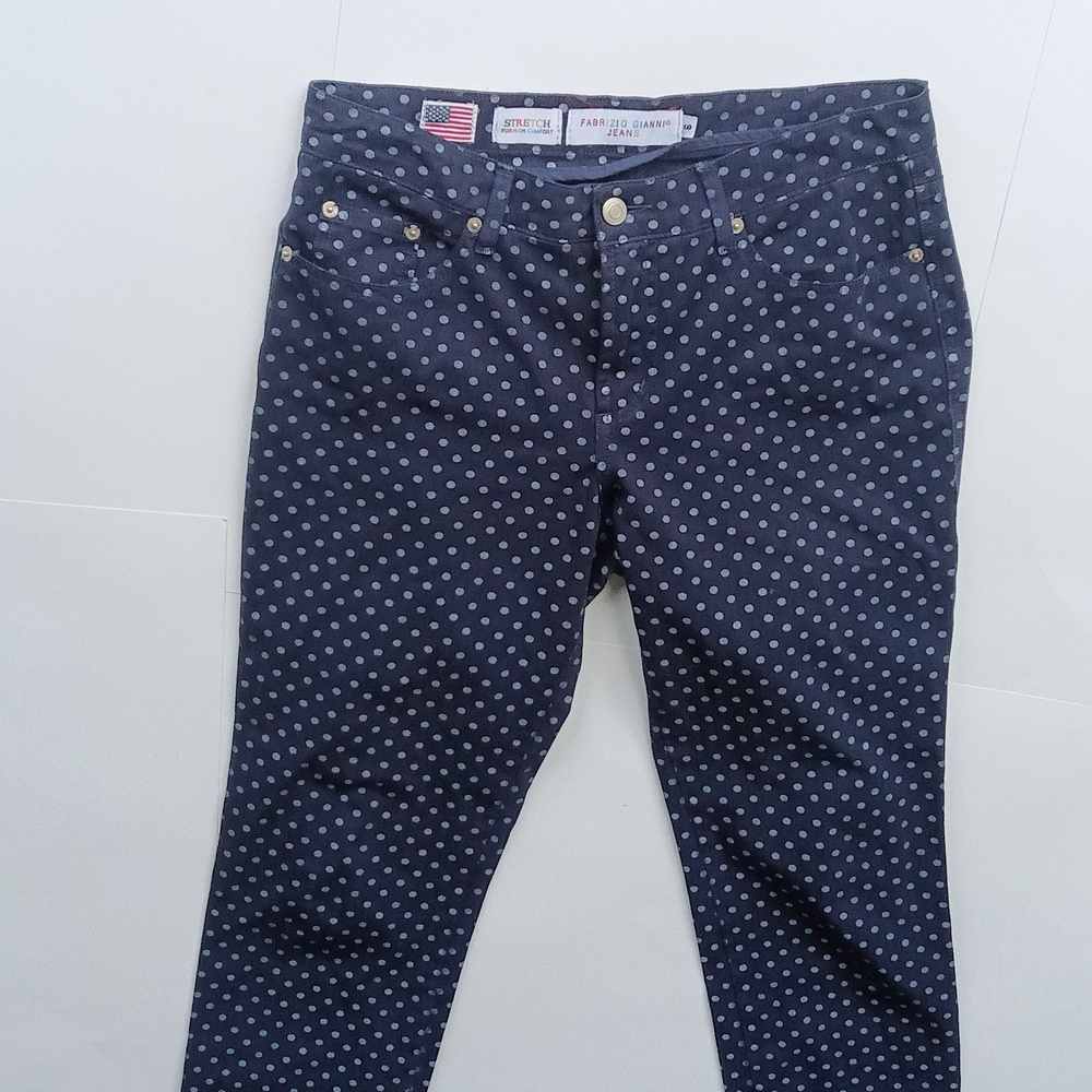 Navy Polka Dot Straight Leg Pants